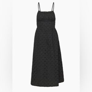 Aritzia Wilfred Grandeur Poplin Dress crochet lace midi black